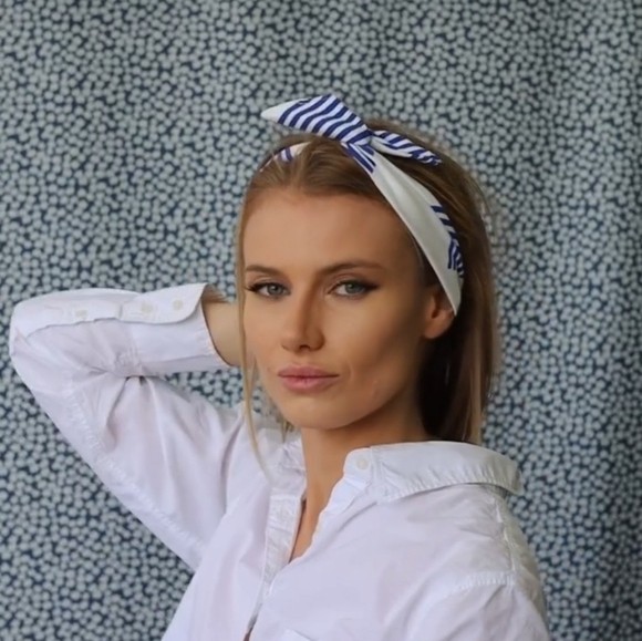 Gibou wire twisted headband white with blue stripes - Picture 3 of 4